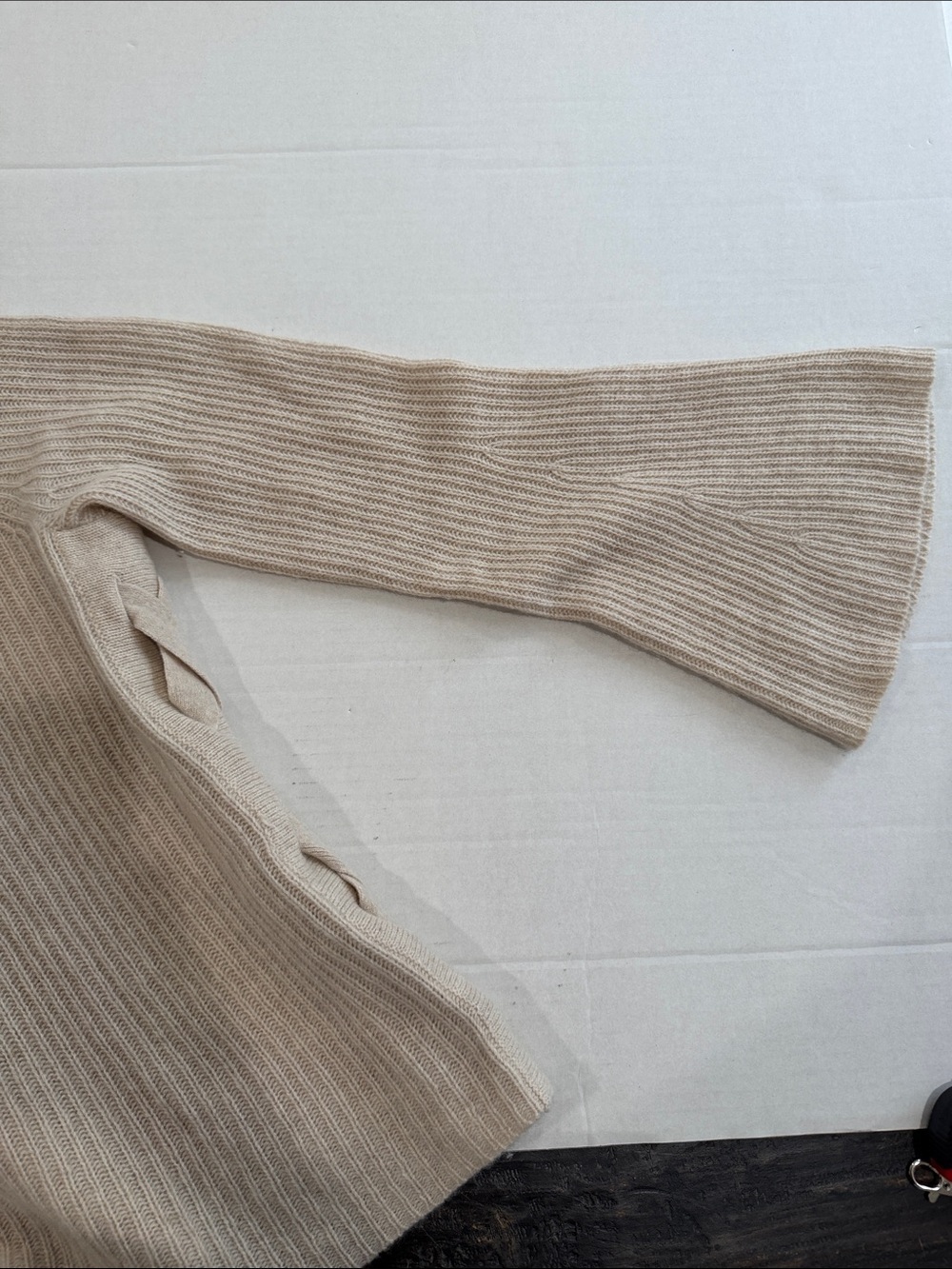 Only Mine Beige Ribbed Crewneck Sweater with Side Braid - Picture 11 of 12